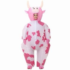 Inflatable Pink Cow Costume - Adult Funny - Blow-up - Halloween Cosplay Costume